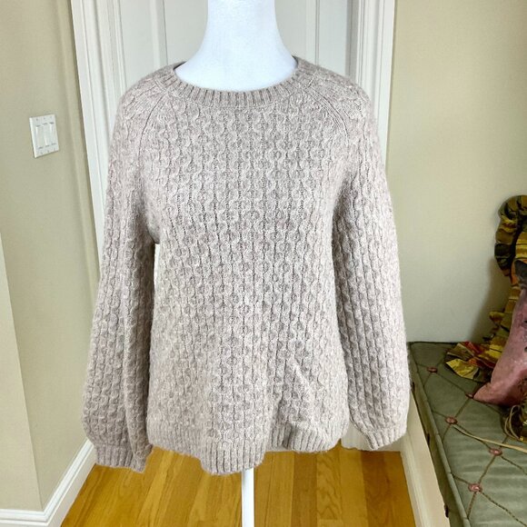 Wyse London Sweater Alpaca Wool Cable Knit Crew Neck in Beige (S) - Picture 1 of 6